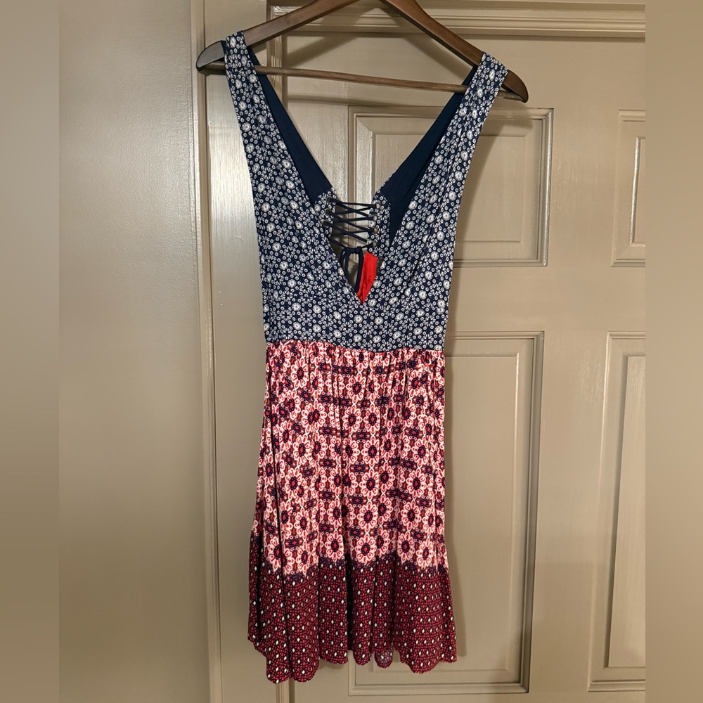 Lulu's Red and Blue Floral Dress